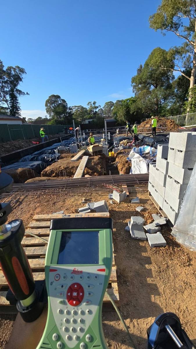 Leica field controller on a residential construction site